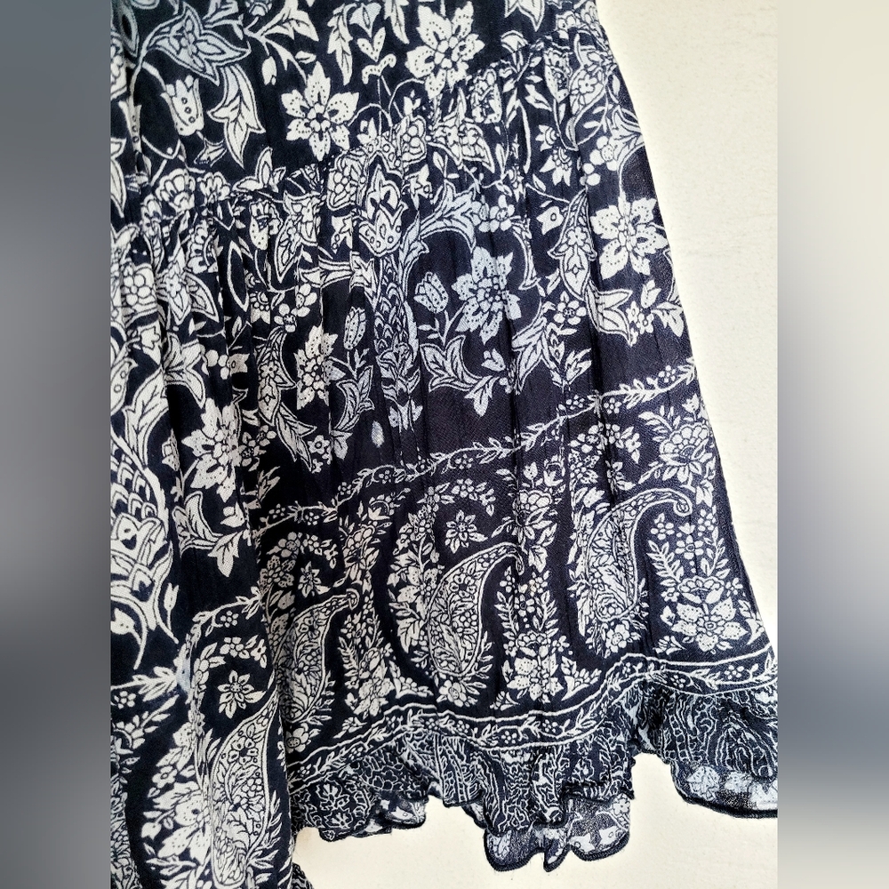 Roz&Ali Women's Plus Size 100%Rayon Maxi Skirt Crinkle Ruffle Pull On Blue 2X - Picture 10 of 12